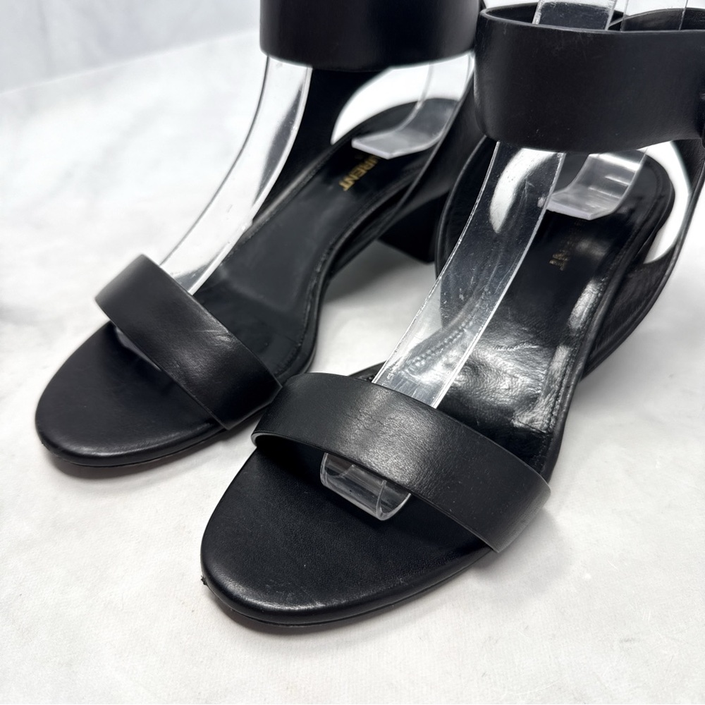 Saint Laurent Charlie 55 Leather Ankle Wrap Strap Buckle Low Block Heel Sandals - Picture 5 of 16